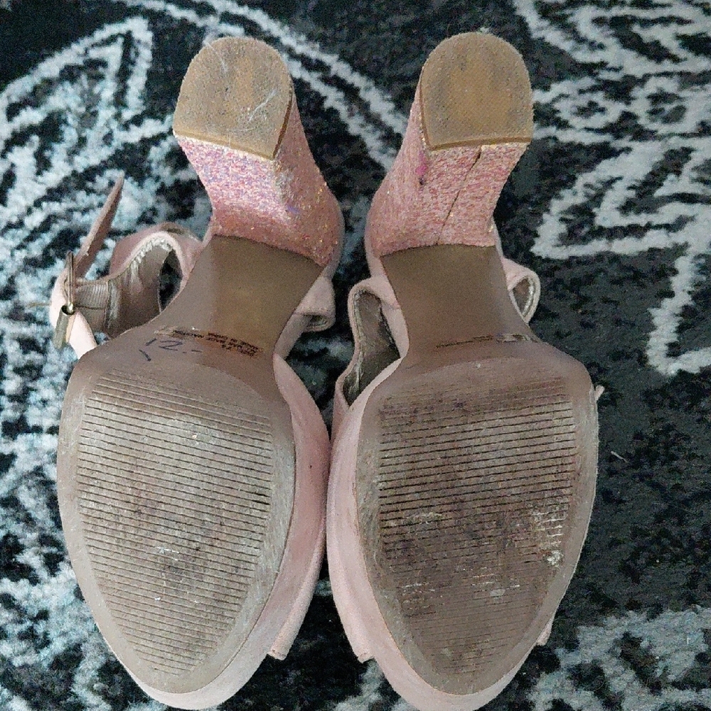 Qupid Blush Pink Glitter Platform Heels - Picture 5 of 8